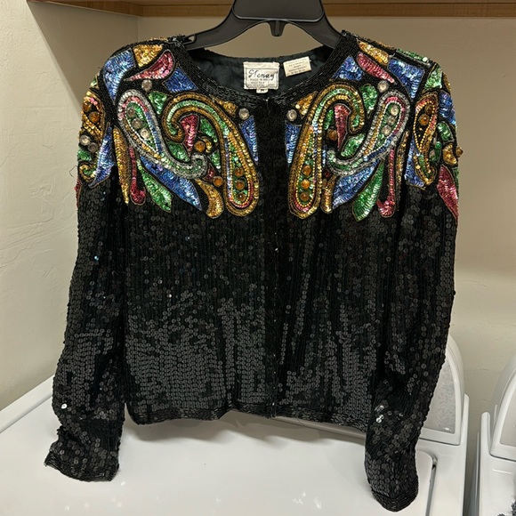 Stenay Tops - Stenay Sequin Beaded Bling 100% Silk Vintage Top